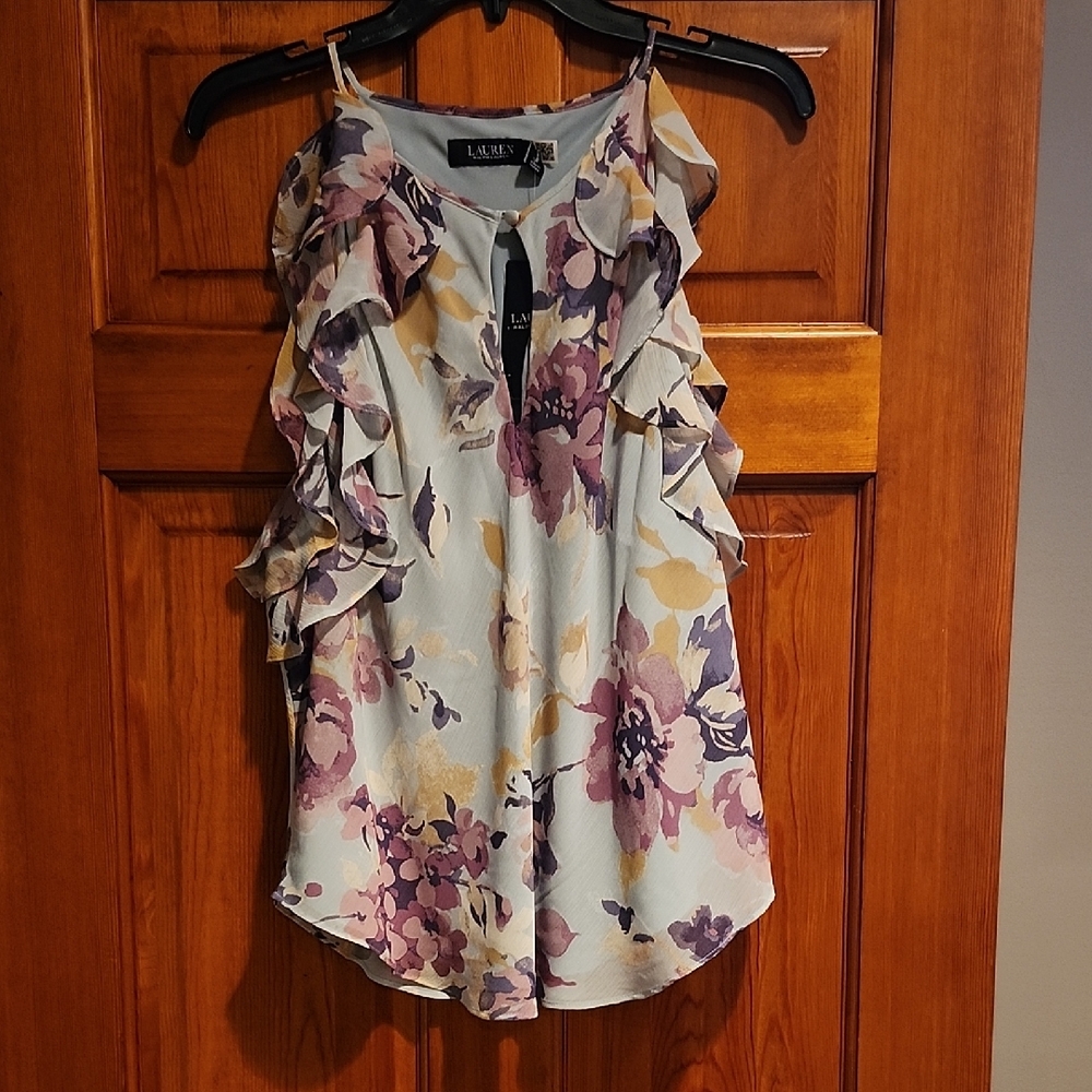 Polo by Ralph Lauren Pink and Purple Floral Ruffled Camisole